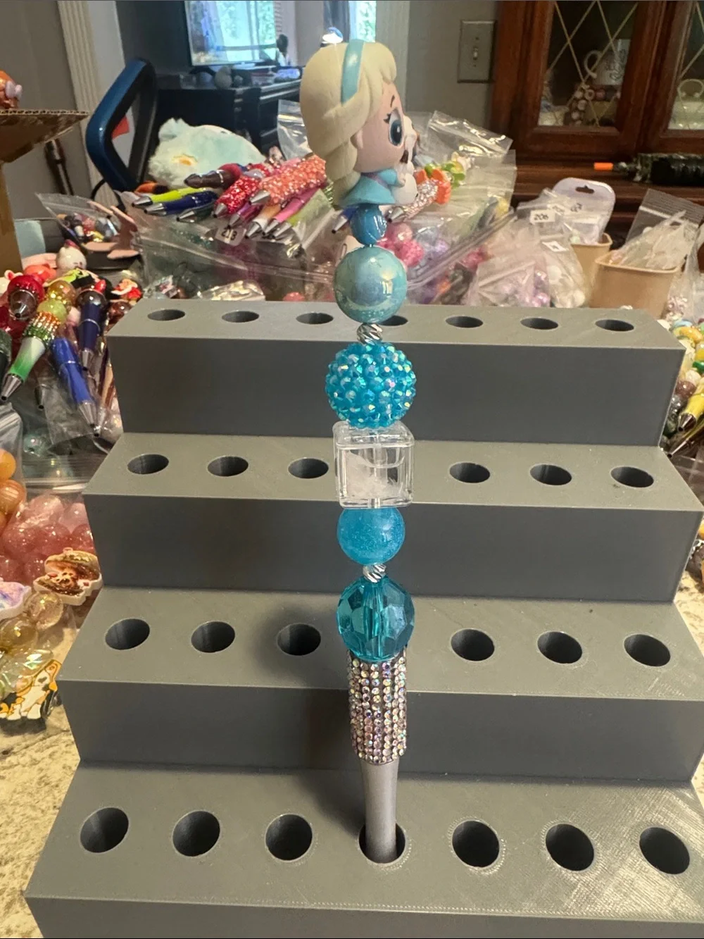 NWOT Disney Doorables Young Elsa with a tiny Olaf Beaded Pen Handmade by Me